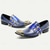 abordables Zapatos de Vestir Elementales-Zapatos de hombre con hebilla azul a rayas - piel de vacuno de primera calidad con doble hebilla y puntera de metal