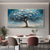 cheap Floral/Botanical Paintings-Hand Painted Large Original Blossom Tree Oil Painting On Canvas Custom Wall ArtAbstract Texture Blue Flower Art Wall Dcor Living room Wall Decor Unframed