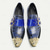 abordables Zapatos de Vestir Elementales-Zapatos de hombre con hebilla azul a rayas - piel de vacuno de primera calidad con doble hebilla y puntera de metal