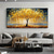 cheap Floral/Botanical Paintings-3D gold tree oil painting handmade Golden Tree Oil Painting on Canvas Large Abstract Textured Gold Yellow tree oil painting Life Tree painting Wall Art Custom Trendy Modern artwork Living Room Decor