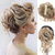 cheap Chignons-Messy Bun Hair Piece Claw Clip Synthetic Chignon Tousled Updo with Tendrils Hair Extensions Hair Bun Curly Wavy Faux Hair Bun Hair Scrunchies Hair Accessories for Women (Medium Blonde)