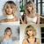 cheap Costume Wigs-Ombre Blonde Wigs for Women Short Wavy Wig with Bangs Ash Blonde Bob Wig with Dark Roots Medium Length Natural Synthetic Hair for Daily Party&amp;amp Cosplay Carnival Wigs