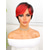 abordables Perruques Synthétiques Sans Bonnet-Perruque Synthétique Droite naturelle Bob court Partie latérale Perruque 8 pouces Noir / Rouge Cheveux Synthétiques Femme Couleur mixte