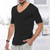cheap Basic T shirts-Men&#039;s T Shirt Tee Knit Tee Tee Top Short Sleeves V Neck Summer Plain Fashion Designer Basic Knitting Vacation Street Going out Black White Grey Top Tee for Men