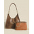 cheap Handbag &amp; Totes-Women&#039;s Vintage Leather Hobo Bag with Chain Strap – Large Brown Shoulder Bag for Everyday Use and Casual Outings
