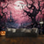 halpa halloween seinävaatteita-vaaleanpunainen halloween koristeet metsässä roikkuu kuvakudos seinä taide suuri kuvakudos seinämaalaus sisustus valokuva tausta peitto verho koti makuuhuone olohuoneen sisustus