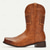 levne Cowboy &amp; Western Boots-pánské hnědé westernové kovbojské boty z umělé kůže - vintage styl s jedinečným prošíváním a pruhovanými detaily pro venkovní nošení