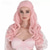 cheap Party Wigs-Long Pastel Pink Curly Wig with Braids Halloween Cosplay Party Wigs
