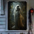 billige Veggtepper-halloween vindusdekor dekorasjoner, stoff spøkelse brud skumle halloween gardin skrekkfilm plakat vindusdør som dekker dekor for hjemsøkt hus, skummelt halloween vindu klinger dekaler innendørs