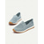 abordables Sandalias planas de mujer-Zapatillas de mujer de punto azul claro sin cordones con diseño transpirable para caminar y uso informal