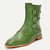 abordables Bottes habillées-bottines à boucle en similicuir vert pour hommes - design d&#039;inspiration vintage avec détails à triple sangle pour une tenue avant-gardiste