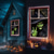 billige Veggtepper-halloween vindusdekor dekorasjoner, stoff hekser skumle halloween gardin skrekkfilm plakat vindusdør som dekker dekor for hjemsøkt hus, skummelt halloween vindu klinger dekaler innendørs utendørs