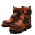 abordables Botas de cuero de primera calidad-Botas de moto steampunk para hombre con correas de doble hebilla y suela resistente, calzado gótico de cuero marrón para montar y cosplay