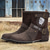 cheap Work Boots-Men&#039;s Steampunk Motorcycle Boots with Double Buckle Straps and Embossed Lion Design - Brown Faux Leather Ankle Boots