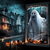 billige Veggtepper-halloween vindusdekor dekorasjoner, stoff hekser skumle halloween gardin skrekkfilm plakat vindusdør som dekker dekor for hjemsøkt hus, skummelt halloween vindu klinger dekaler innendørs utendørs