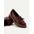 cheap Women&#039;s Slip-Ons &amp; Loafers-Women&#039;s Burgundy Patent Leather Loafers with Fringe Tassel Detail and Chunky Heel, Perfect for Office Wear and Casual Outfits
