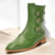 abordables Bottes habillées-bottines à boucle en similicuir vert pour hommes - design d&#039;inspiration vintage avec détails à triple sangle pour une tenue avant-gardiste