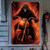 billige Veggtepper-halloween vindusdekorasjoner, stoff skallen ut av brann halloween gardin plakat vindusdør som dekker dekor for hjemsøkt hus, skummelt halloween vindu klinger dekaler innendørs utendørs