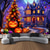 cheap Halloween Wall Tapestries-Halloween Decorations Blacklight Tapestry Pumpkins Halloween Trees UV Reactive Glow in the Dark Party Psychedelic Trippy Misty Hanging Tapestry Wall Art Mural for Living Room Bedroom Ghost Castle
