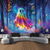 cheap Halloween Wall Tapestries-Halloween Decorations Blacklight Tapestry Pumpkins Halloween Trees UV Reactive Glow in the Dark Party Psychedelic Trippy Misty Hanging Tapestry Wall Art Mural for Living Room Bedroom Ghost Castle