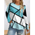 ieftine Tricouri Mărime Plus-Pentru femei Plus Size Topuri Tricou Geometrie Imprimeu Manșon Lung Stil Nautic Casual Zilnic Poliester Toamnă Iarnă Roz Îmbujorat Albastru piscină