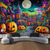 voordelige Wandtapijten-Halloween decoraties blacklight wandtapijt uv-reactief glow in the dark glow party jack o lantern psychedelische stad trippy mistig hangend wandtapijt muurschildering voor woonkamer slaapkamer