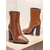 cheap Ankle Boots-Elegant Brown Leather Ankle Boots with High Heel for Women, Perfect for Office Wear and Casual Outings