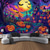 voordelige Wandtapijten-Halloween decoraties blacklight wandtapijt uv-reactief glow in the dark glow party jack o lantern psychedelische stad trippy mistig hangend wandtapijt muurschildering voor woonkamer slaapkamer