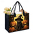 billiga påsar-tygpåse med halloween-tema med svart katt- och pumpadesign - återanvändbar shoppingväska med stor kapacitet för kvinnor