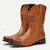 levne Cowboy &amp; Western Boots-pánské hnědé westernové kovbojské boty z umělé kůže - vintage styl s jedinečným prošíváním a pruhovanými detaily pro venkovní nošení