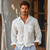 cheap Men&#039;s Elite Shirts-Men&#039;s 100% Linen Shirt White Long Sleeve Solid Color Turndown Summer Causal Casual Clothing Apparel Button