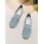 abordables Sandalias planas de mujer-Zapatillas de mujer de punto azul claro sin cordones con diseño transpirable para caminar y uso informal