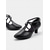 cheap Latin Shoes-Black Faux Leather Dance Shoes with Cross Strap Design – Women&#039;s Comfortable Ballroom and Latin Dance Heels