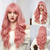 cheap Synthetic Trendy Wigs-Synthetic Wig Curly Wavy Neat Bang With Bangs Machine Made Wig 26 inch Gold Pink Synthetic Hair Women&#039;s Cute Cosplay Party Pink