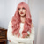 cheap Synthetic Trendy Wigs-Synthetic Wig Curly Wavy Neat Bang With Bangs Machine Made Wig 26 inch Gold Pink Synthetic Hair Women&#039;s Cute Cosplay Party Pink