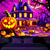 cheap Halloween Wall Tapestries-Halloween Decorations Blacklight Tapestry Pumpkins Halloween Trees UV Reactive Glow in the Dark Party Psychedelic Trippy Misty Hanging Tapestry Wall Art Mural for Living Room Bedroom Ghost Castle