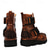 abordables Botas de cuero de primera calidad-Botas de moto steampunk para hombre con correas de doble hebilla y suela resistente, calzado gótico de cuero marrón para montar y cosplay