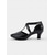 cheap Latin Shoes-Black Faux Leather Dance Shoes with Cross Strap Design – Women&#039;s Comfortable Ballroom and Latin Dance Heels