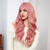 cheap Synthetic Trendy Wigs-Synthetic Wig Curly Wavy Neat Bang With Bangs Machine Made Wig 26 inch Gold Pink Synthetic Hair Women&#039;s Cute Cosplay Party Pink