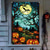preiswerte Wandteppiche-Halloween-Fensterverkleidung, Stoff-Buntglas-Kürbis-Halloween-Vorhang, Poster, Fenster-/Türverkleidung, Dekor für Spukhaus, gruselige Halloween-Fensteraufkleber für drinnen und draußen