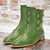 abordables Bottes habillées-bottines à boucle en similicuir vert pour hommes - design d&#039;inspiration vintage avec détails à triple sangle pour une tenue avant-gardiste