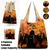 cheap Bags-Halloween-Themed Tote Bag with Black Cat and Pumpkin Print - Large Reusable Shopping Bag for Festive Fall Occasions