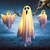 cheap Halloween Lights-1pc Halloween Decorations Lighted Ghost Hanging Light Porch, Adjustable Arms for Glass Window, Indoor &amp; Outdoor Tree Decor - Festive Atmosphere Decorative Light with 3 Lighting Modes (White &amp; Orange)