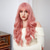 cheap Synthetic Trendy Wigs-Synthetic Wig Curly Wavy Neat Bang With Bangs Machine Made Wig 26 inch Gold Pink Synthetic Hair Women&#039;s Cute Cosplay Party Pink