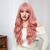 cheap Synthetic Trendy Wigs-Synthetic Wig Curly Wavy Neat Bang With Bangs Machine Made Wig 26 inch Gold Pink Synthetic Hair Women&#039;s Cute Cosplay Party Pink