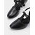 cheap Latin Shoes-Black Faux Leather Dance Shoes with Cross Strap Design – Women&#039;s Comfortable Ballroom and Latin Dance Heels