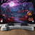 cheap Halloween Wall Tapestries-Halloween Decorations Blacklight Tapestry Glow Party Creepy Mansion Castle UV Reactive Glow in the Dark Psychedelic Trippy Misty Hanging Tapestry Wall Art Mural for Living Room Bedroom