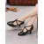 cheap Latin Shoes-Black Faux Leather Dance Shoes with Cross Strap Design – Women&#039;s Comfortable Ballroom and Latin Dance Heels
