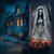 billige Veggtepper-halloween vindusdekor dekorasjoner, stoff spøkelse brud skumle halloween gardin skrekkfilm plakat vindusdør som dekker dekor for hjemsøkt hus, skummelt halloween vindu klinger dekaler innendørs