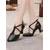 cheap Latin Shoes-Black Faux Leather Dance Shoes with Cross Strap Design – Women&#039;s Comfortable Ballroom and Latin Dance Heels